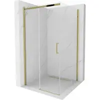 Mexen Omega Paroi de douche extensible 100 x 100 cm, transparente, or - 825-100-100-50-00