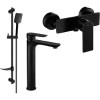 Mexen Alfa DF62 SET Mélangeur lavabo + douche avec accessoires, noir (745714DF62-70)