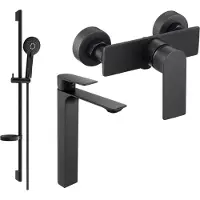 Mexen Alexa SET mitigeur lavabo + douche avec accessoires DS40, noir (71214DS40-70)