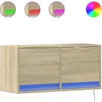 vidaXL Armoire TV murale avec éclairage LED Chêne Sonoma 80x31x38 cm