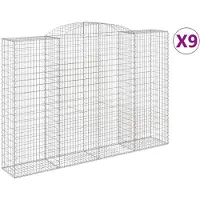 vidaXL Gabions avec arc surélevé 9 pcs. 300x50x200/220cm Fer galvanisé