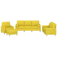 vidaXL Ensemble de canapés 4 pièces avec coussins Tissu jaune clair