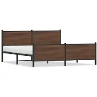 vidaXL Lit métallique sans matelas brun aspect chêne 180x200 cm