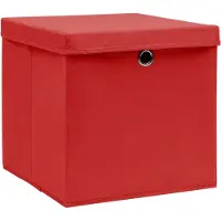 vidaXL Boîtes de rangement avec couvercles 10 pcs. Rouge 32x32x32 cm Tissu