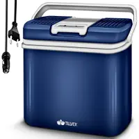 Tillvex Glacière électrique 24L bleue | Mini-réfrigérateur 230 V et 12 V pour voiture camping | refroidit & réchauffe | Mode ECO