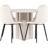 Ebuy24 Olivia ensemble pour salle à manger table Ø110cm et 4 chaises velours beige.