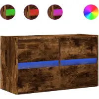 vidaXL Armoire TV murale avec éclairage LED chêne fumé 80x31x45 cm