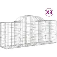 vidaXL Gabions avec arc surélevé 3 pcs. 200x50x80/100 cm Fer galvanisé