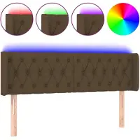 vidaXL Tête de lit LED brun foncé 163x16x78/88 cm Tissu