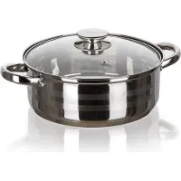 Banquet Marmite 28cm avec couvercle en verre 6,6l acier inoxydable LIVING
