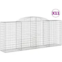 vidaXL Gabions avec arc surélevé 11 pcs 300x50x120/140cm Fer galvanisé
