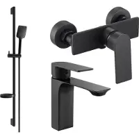 Mexen Alexa SET mitigeur lavabo + douche avec accessoires DS62, noir (71204DS62-70)