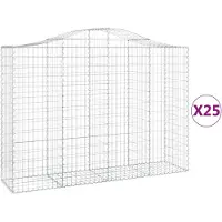 vidaXL Gabions avec arc surélevé 25pcs. 200x50x140/160cm Fer galvanisé
