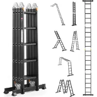 Vevor Échelle Pliante Polyvalente 7 en 1 Escabeau Télescopique Réglable avec Barre Équilibre