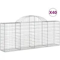vidaXL Gabions avec arc surélevé 40 pcs. 200x30x80/100cm Fer galvanisé