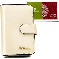 Peterson | Petit porte-monnaie pour femme, avec fermeture à glissière et à ressort, beige, 9.5x13 cm