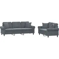 vidaXL Ensemble de canapés 2 pièces avec coussins gris foncé velours