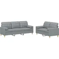 vidaXL Ensemble de canapés 2 pièces avec coussins Tissu gris clair