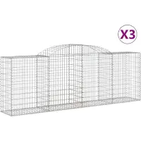 vidaXL Gabions avec arc surélevé 3 pcs. 300x50x100/120cm Fer galvanisé
