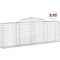 vidaXL Gabions avec arc surélevé 30 pcs 300x30x100/120cm Fer galvanisé