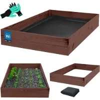 KOTARBAU Carré Potager Bois de Pin Imprégné 120x80x18 cm Marron Bac Potager Jardiniere Surelevee Exterieur avec Vlies et Gants à Griffes