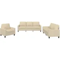 vidaXL Ensemble de canapés 3 pièces avec coussins Crème Tissu