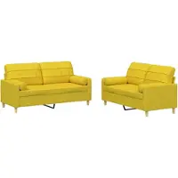 vidaXL Ensemble de canapés 2 pièces avec coussins Tissu jaune clair