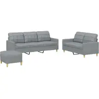 vidaXL Ensemble de canapés 3 pièces avec coussins Tissu gris clair