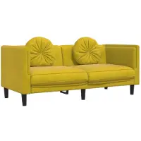 vidaXL Canapé avec coussin 2 places jaune velours