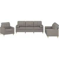vidaXL Ensemble de canapés 3 pcs avec coussins taupe tissu