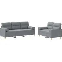 vidaXL Ensemble de canapés 2 pièces avec coussins Tissu gris clair