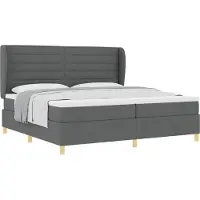 vidaXL Lit boxspring avec matelas gris foncé 200 x 200 cm Tissu