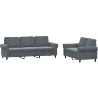 vidaXL Ensemble de canapés 2 pièces avec coussins gris foncé velours