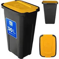 Kadax Poubelle pour le tri sélectif, 30 l, avec couvercle, jaune