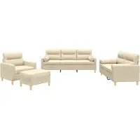 vidaXL Ensemble de canapés 4 pièces avec coussins Crème Tissu