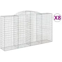 vidaXL Paniers à gabions arqués 8 pcs 300x50x160/180 cm fer galvanisé