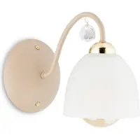 HowHomely | Applique murale - Tina - Beige - Design élégant - Avec pendentif en verre et cristal
