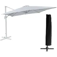 Happy Garden Parasol déporté MOLOKAI rectangulaire 3x4m blanc + housse
