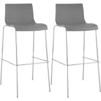 CLP lot de 2 tabourets de bar Hoover plastique 4 pieds piètement chromé