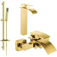 Mexen Aries DQ77 Mélangeur lavabo et baignoire avec accessoires, or (744813DQ77-50)