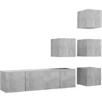 vidaXL Ensemble de 6 meubles TV en bois gris béton