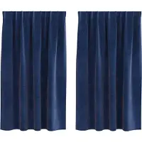 vidaXL Rideaux avec des rideaux 2 pcs Bleu foncé 140 x 140 cm Velours