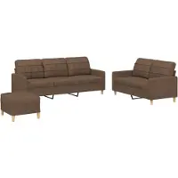 vidaXL Ensemble de canapés 3 pièces avec coussins Tissu brun