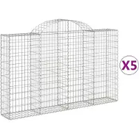 vidaXL Gabions avec arc surélevé 5 pcs. 200x30x120/140cm Fer galvanisé
