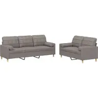 vidaXL Ensemble de canapés 2 pièces avec coussins Tissu Taupe