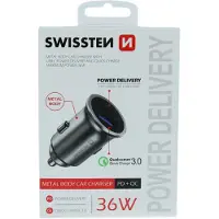 Swissten Adaptateur voiture 36W, 2 ports, USB-C, USB-A