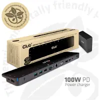 Club 3D CLUB3D CSV-1564W100 station d'accueil USB 3.2 Gen 1 (3.1 Gen 1) Type-C Noir