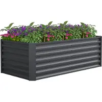 VCM Lit haut en métal 180 x90 x 57 cm – Boite de plantation rectangulaire pour jardin & terrasse – Robuste lit de jardin en métal, lit de plante sans plancher, Galdo XL