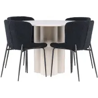 Ebuy24 Olivia ensemble pour salle à manger table Ø110cm et 4 chaises teddy beige.