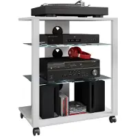 VCM Meubles en bois Hifi | Étagère Multimédia avec roulettes | 2 planchers en verre | Dimensions: H. 70 x W. 60 x D. 41 cm | Multimédia MediaÉtagère - Folas